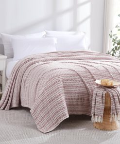 Manta Rosa Boho Agadir 100% algodón tamaño Queen o completo