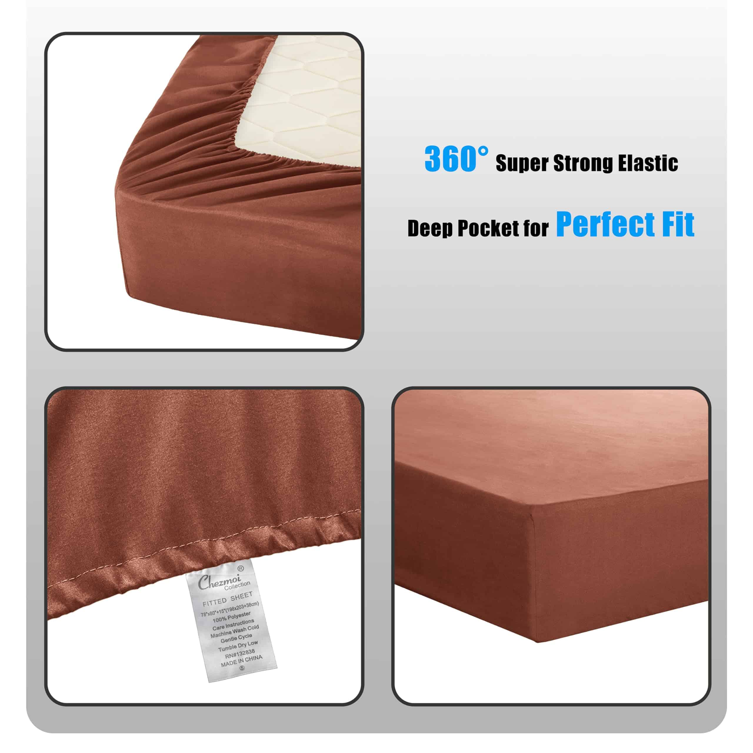 Juego de sábanas King Size de 4 piezas Chezmoi Collection - Imagen 5