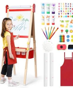 Caballete para Niños 3 en 1, Pizarra Magnética y Pizarra