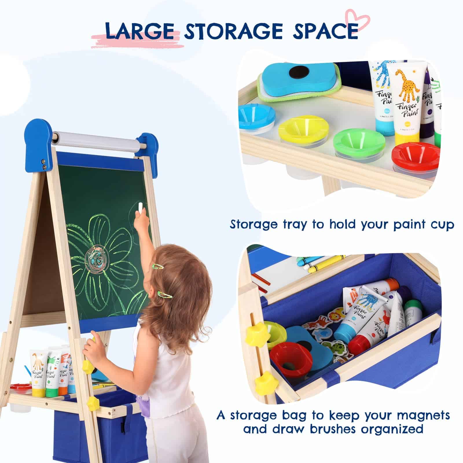 Caballete infantil 3-1, Pizarra magnética y pizarra blanca, - Imagen 6
