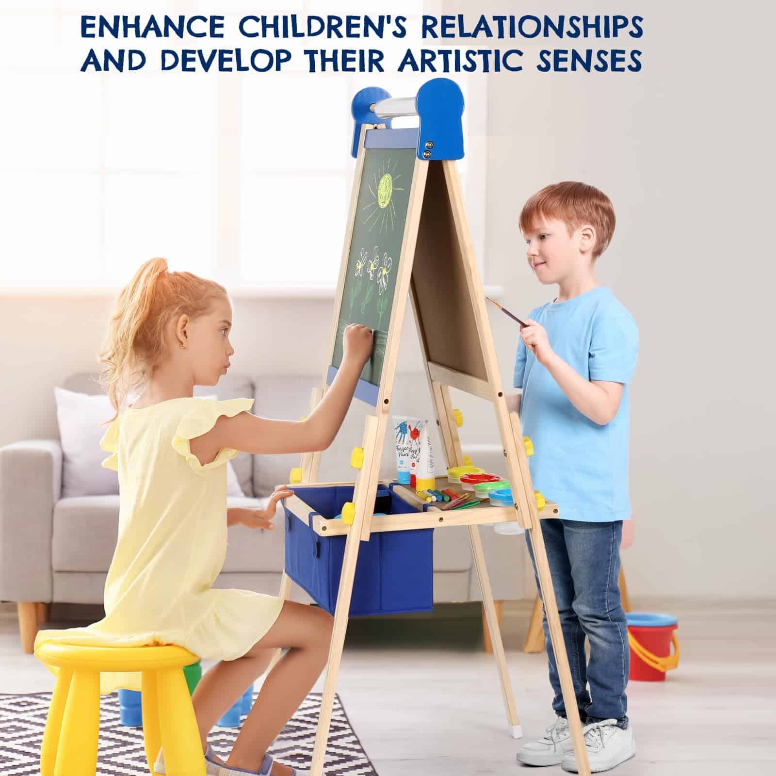 Caballete infantil 3-1, Pizarra magnética y pizarra blanca, - Imagen 5