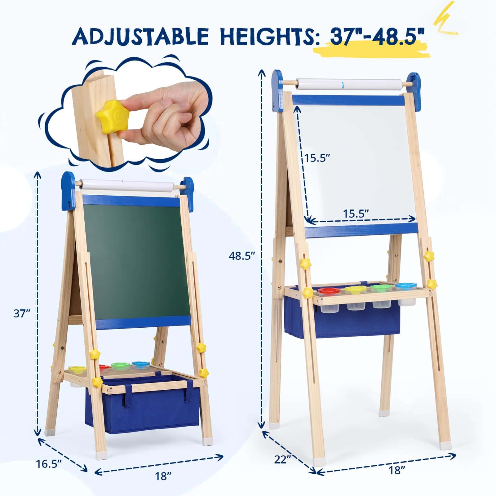 Caballete infantil 3-1, Pizarra magnética y pizarra blanca, - Imagen 3