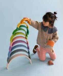 AVDAR 12Pzas Juguete de Apilamiento Arco Iris de Madera,