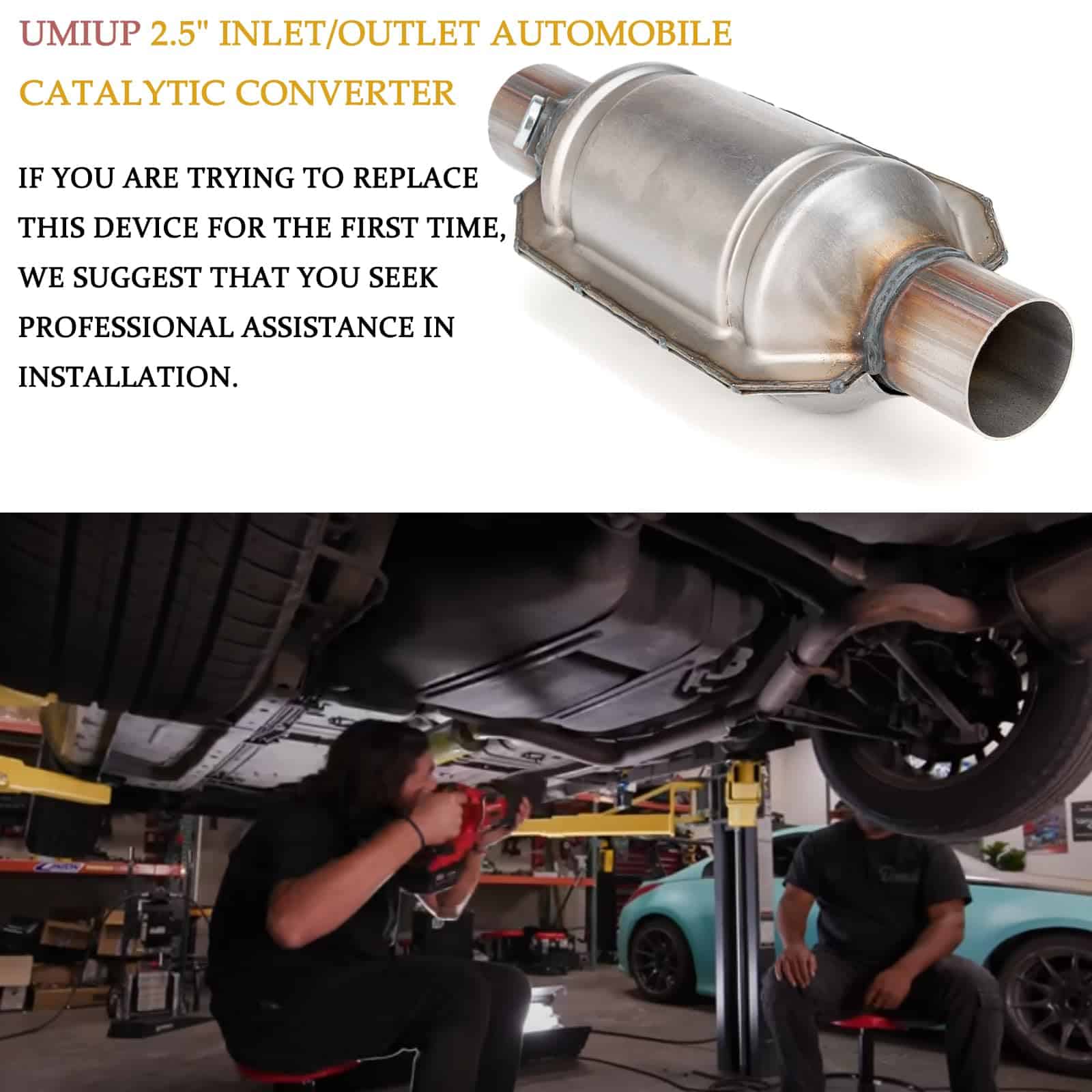 UMIUP 2PCS Convertidor Catalítico Universal de Alto Flujo - Imagen 5