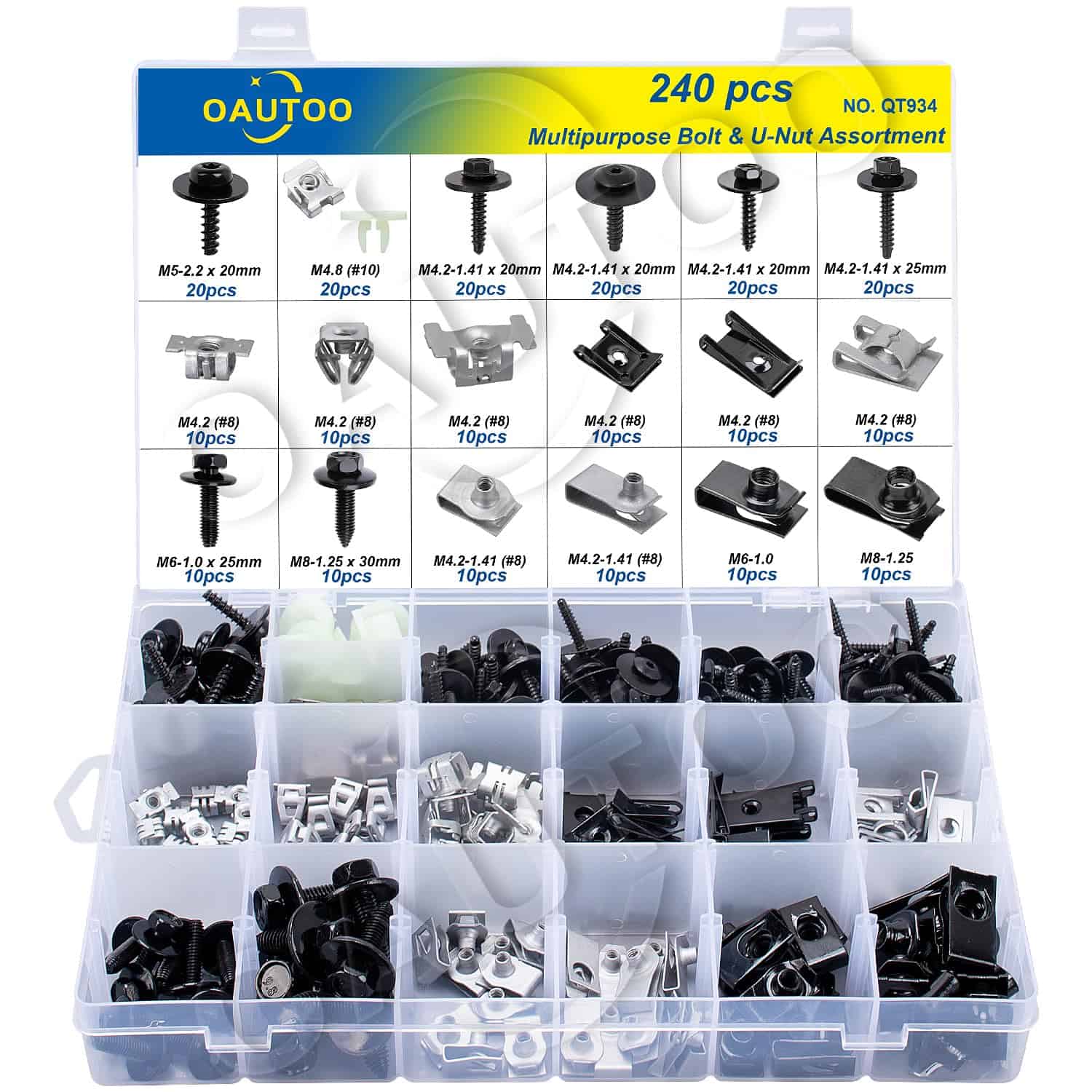 Kit surtido de 240 piezas de pernos y tuercas para