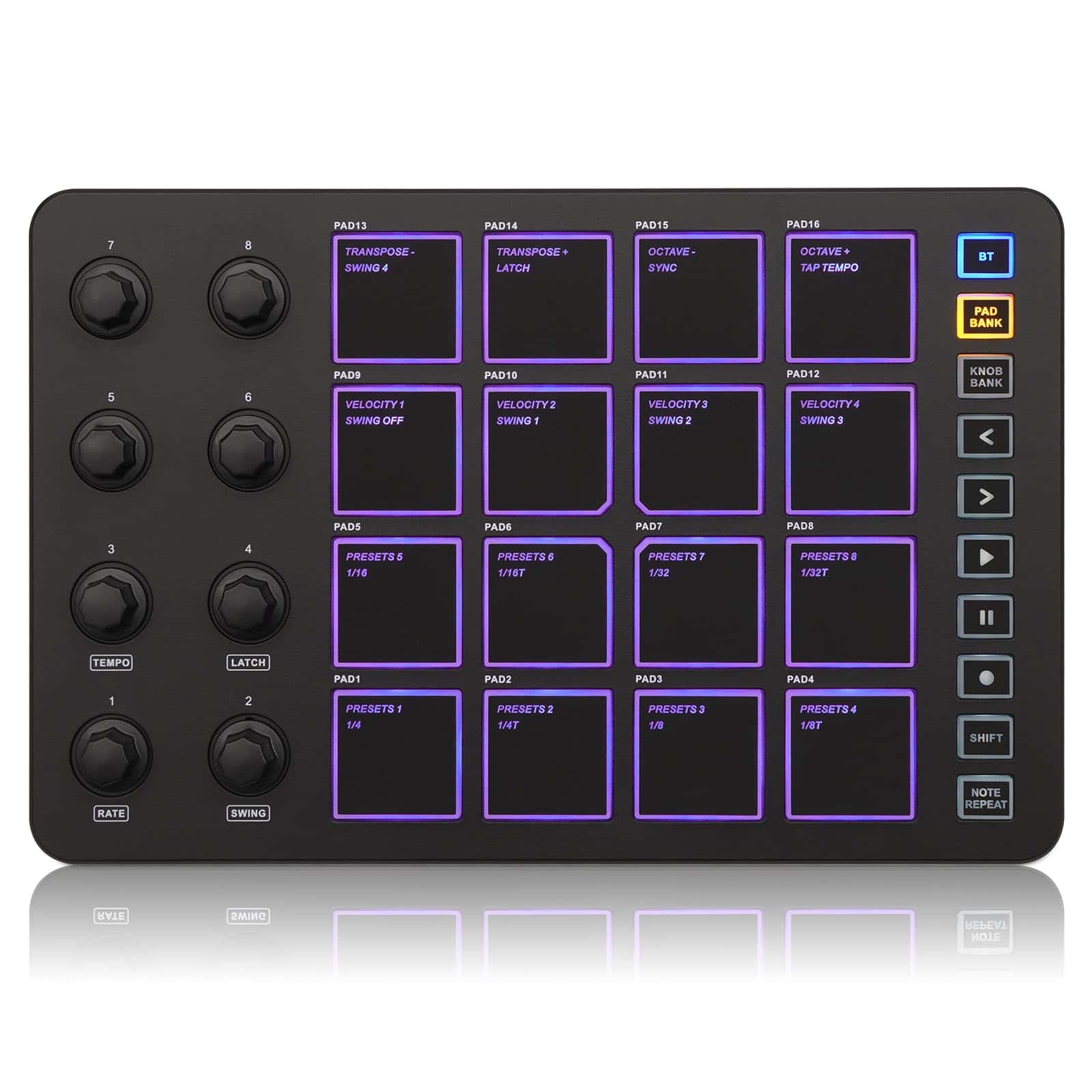 Controlador MIDI inalámbrico M-WAVE, Pads de Controlador