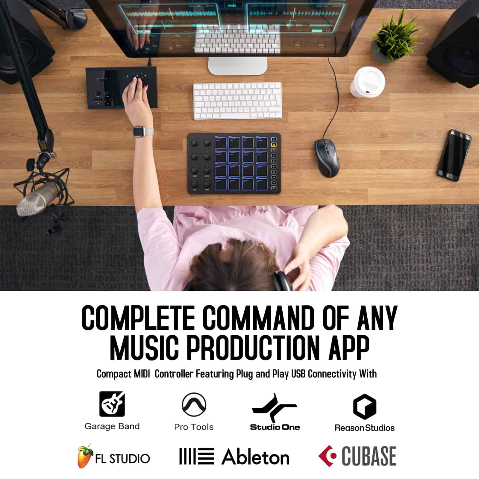 Controlador MIDI inalámbrico M-WAVE, Pads de Controlador - Imagen 3