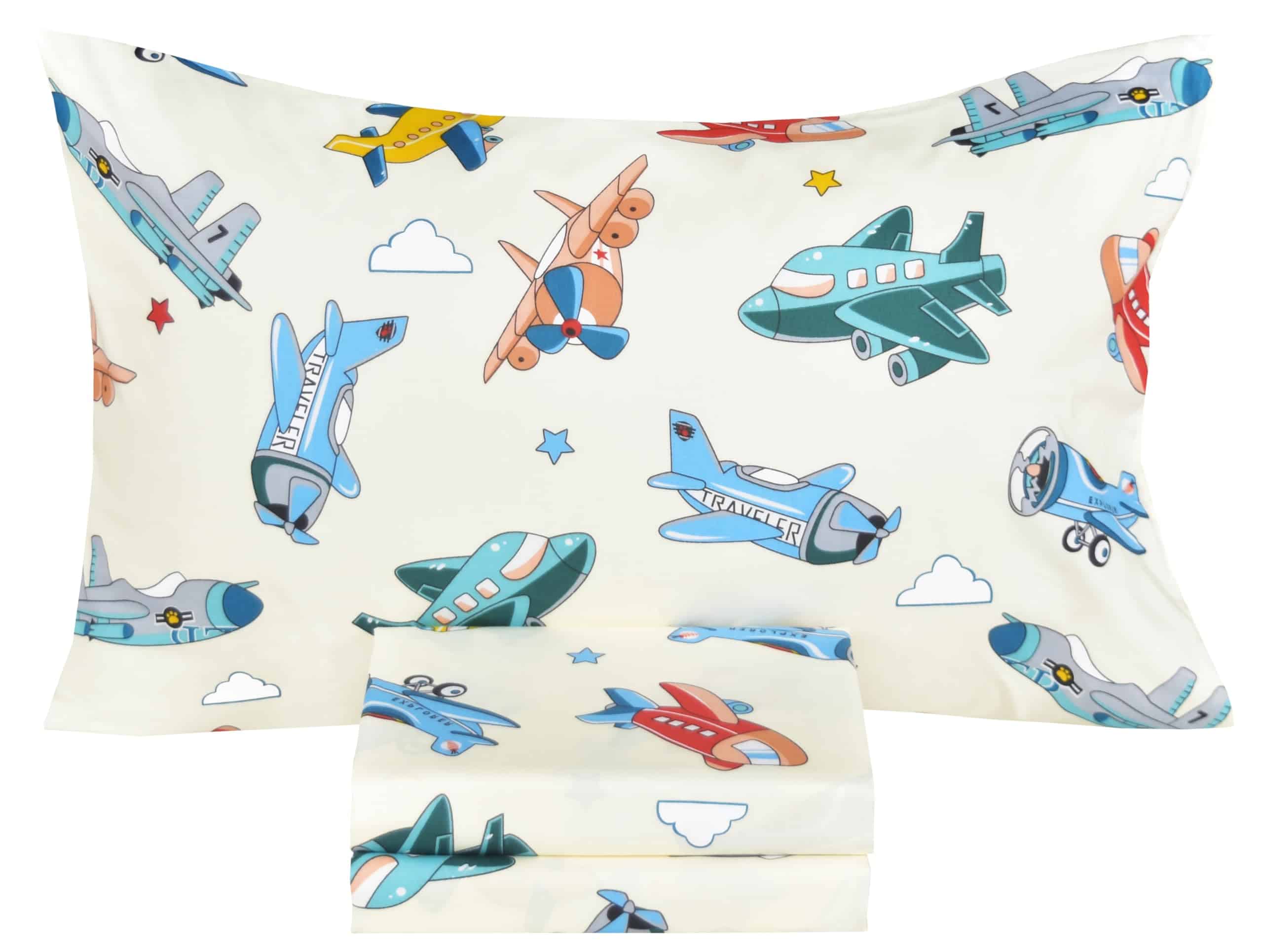 Juego de Sábanas Cómodo para Niños en Avión, 3 Piezas: