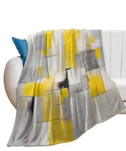 Manta HighonHi Abstract Painting en Amarillo y Gris Suave,