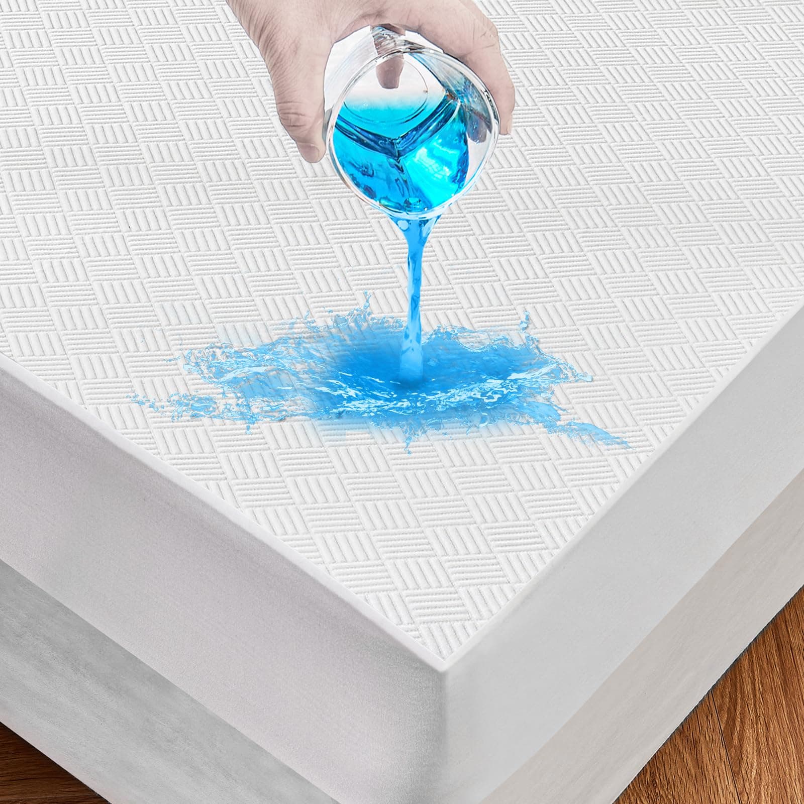 Protector de Colchón Impermeable Tamaño King Size, Tejido