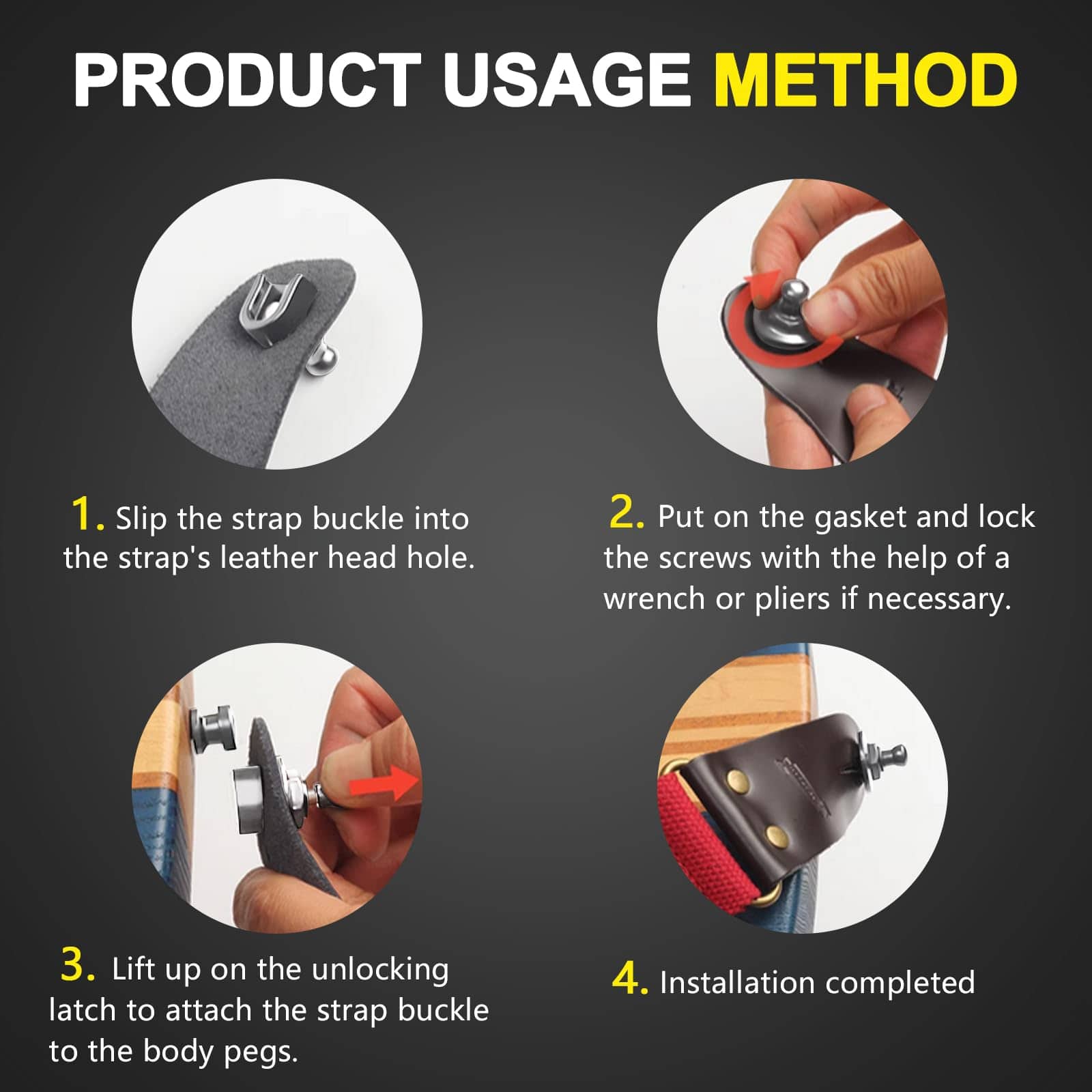 Sistema de Correa y Botones de Seguridad para Guitarra - Imagen 7
