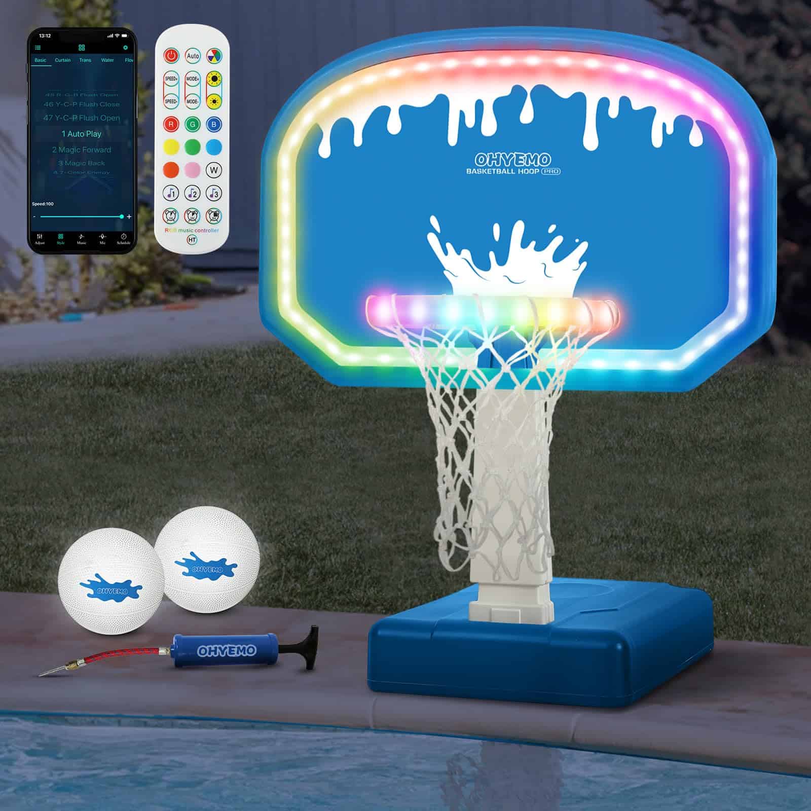 Canasta de Baloncesto para Piscina con Luces LED OHYEMO,