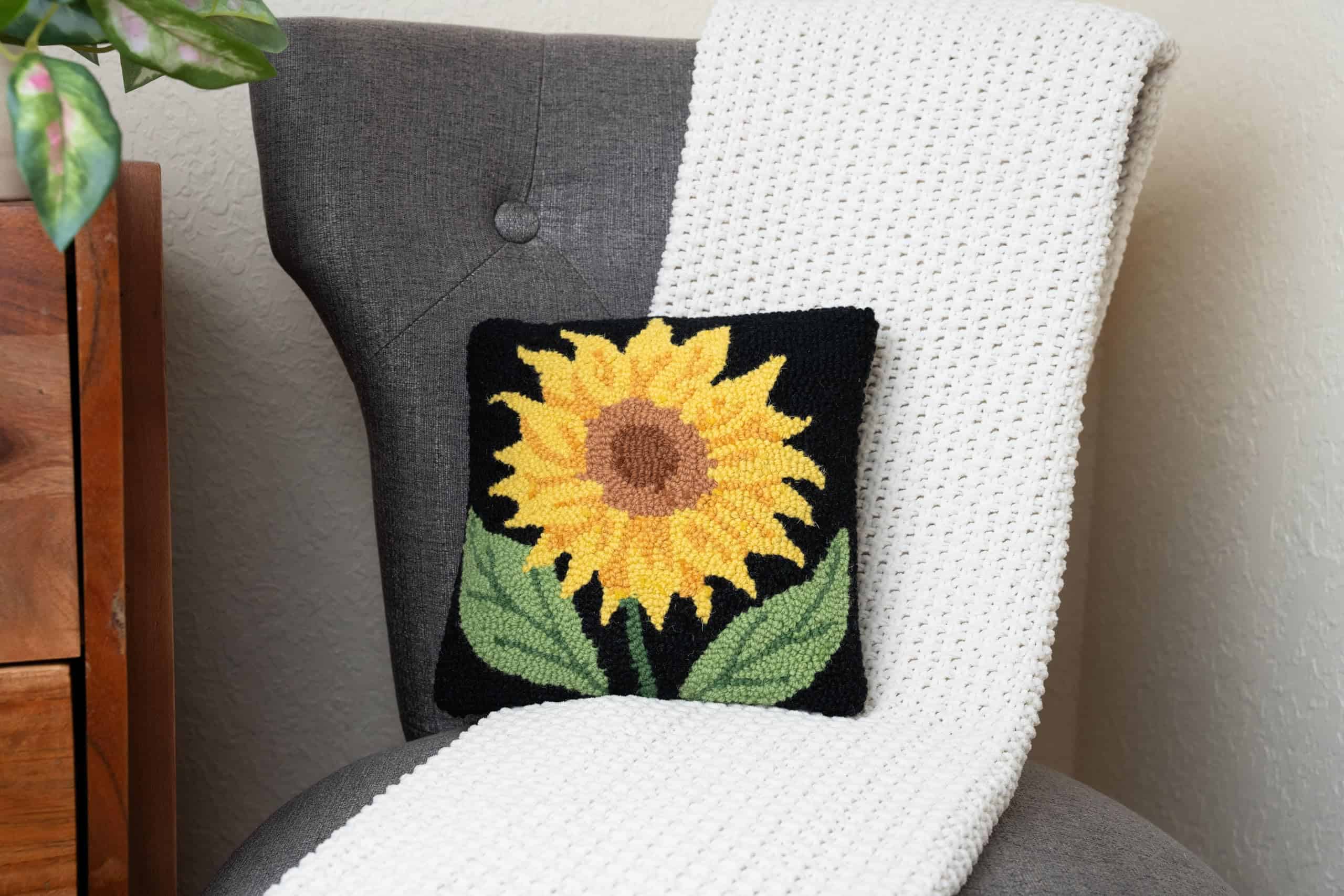 Almohada Decorativa de Girasol Negro Amarillo - Almohada de - Imagen 5