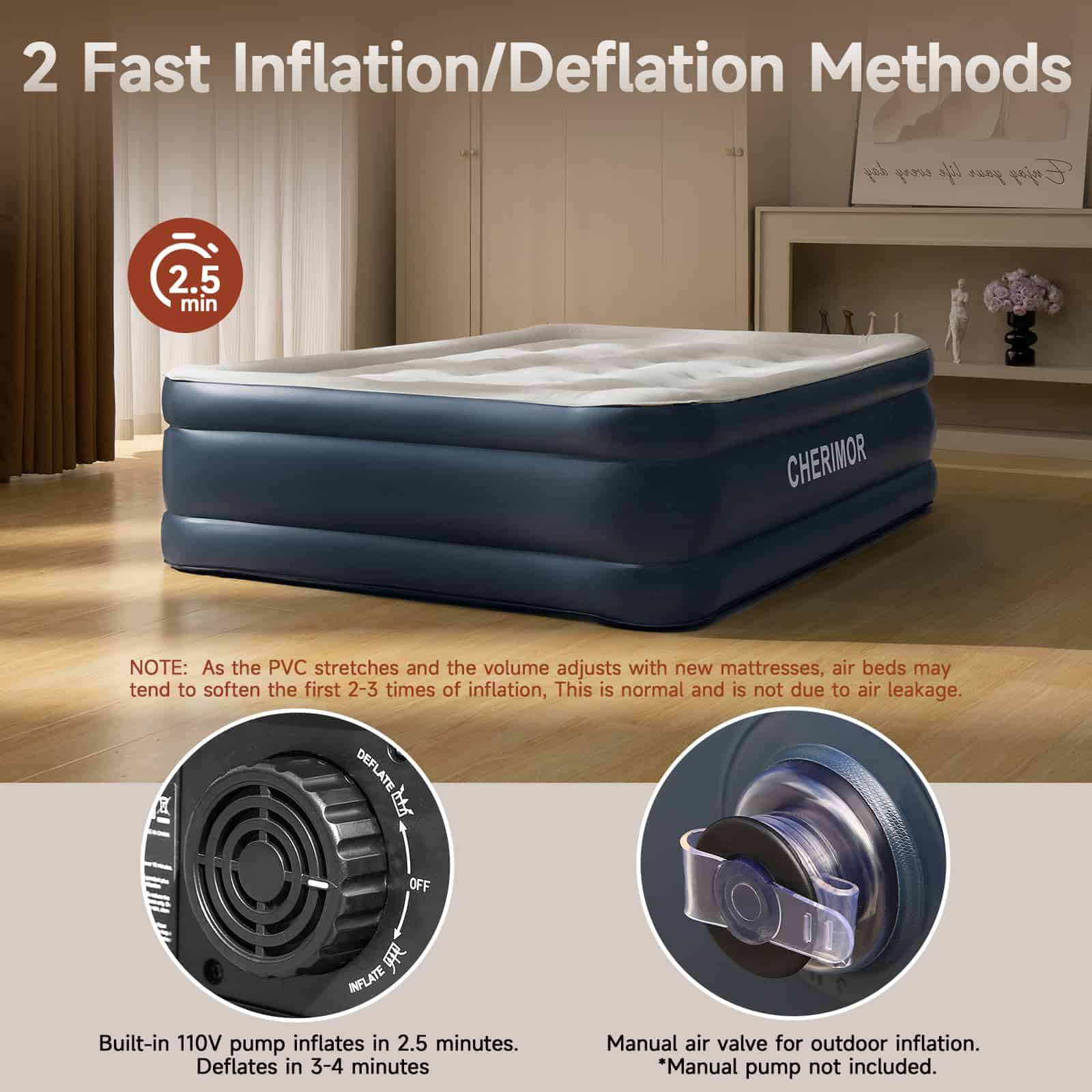 Colchón de Aire CHERIMOR, Colchón Inflable de Tamaño - Imagen 8