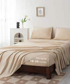 Juego de sábanas de algodón egipcio 100% -Beige