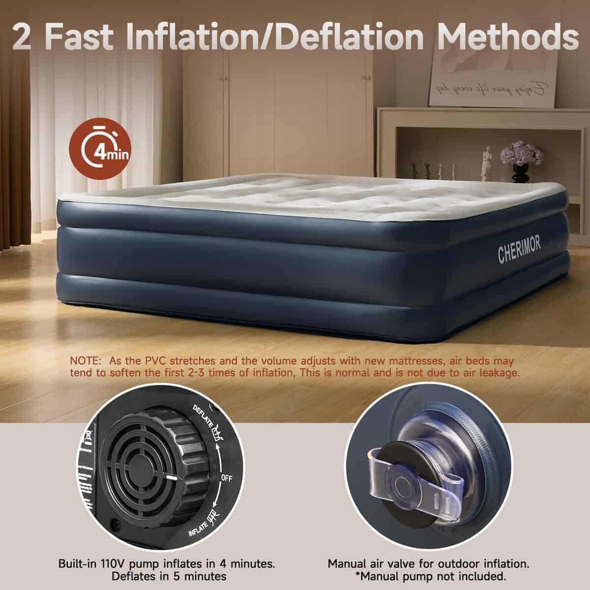 Colchón de aire tamaño King-Size CHERIMOR con bomba - Imagen 9