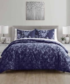 Juego de Funda Nórdica de Lujo en Azul Marino con Estampado