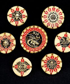 Set de Dados DND Dungeons & Dragons, Dados -Plateado Rojo
