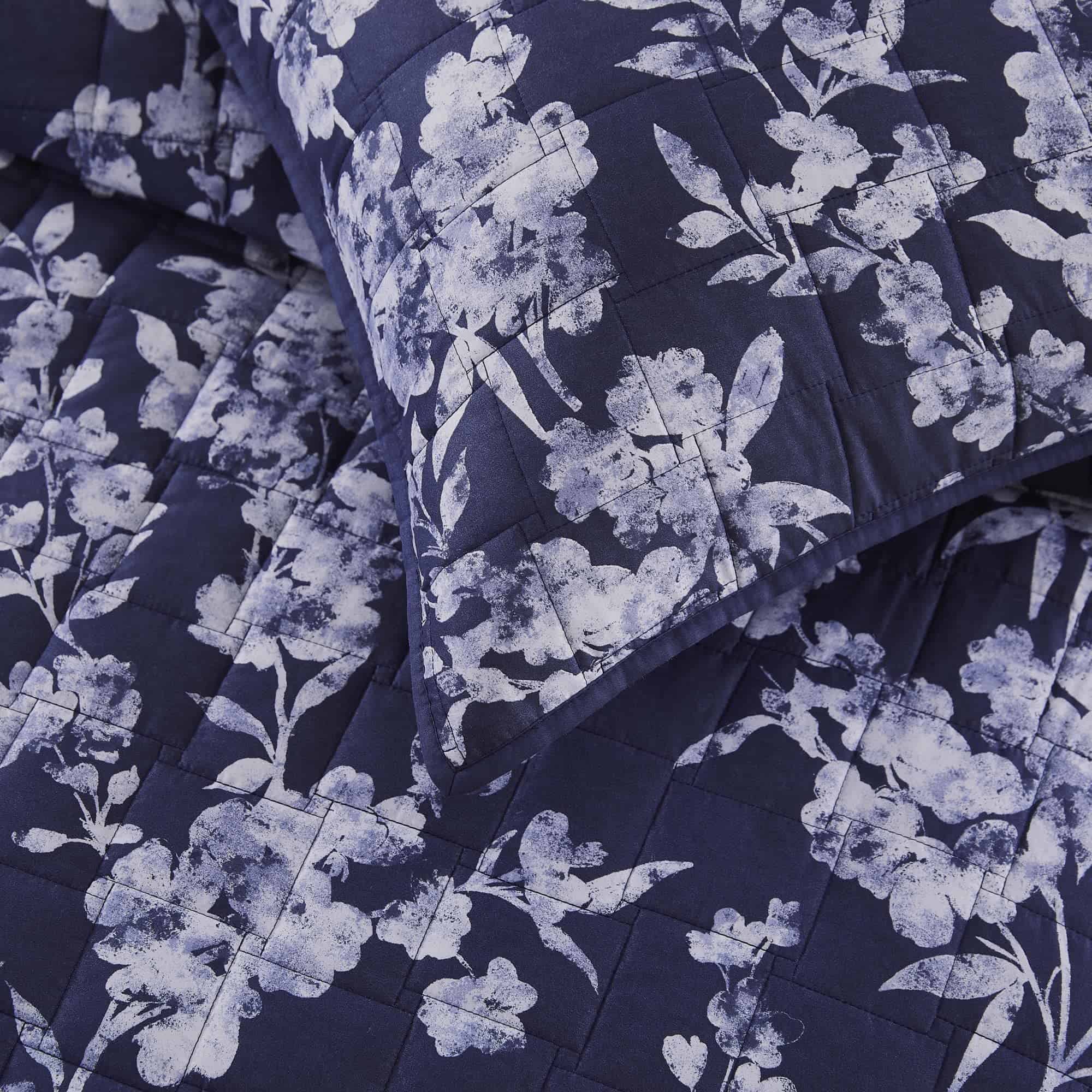 Maravilloso Juego de Edredón Floral Azul Marino Tamaño - Imagen 6