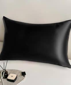 Funda de Almohada de Seda Negra 100% Morera Tamaño King