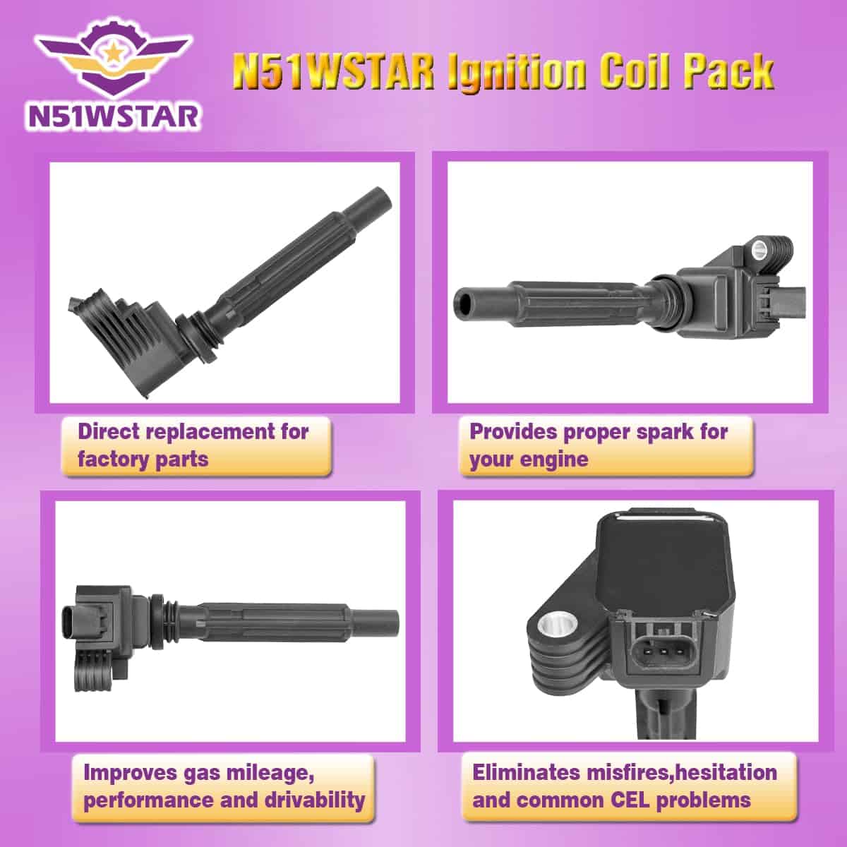 Conjunto de 4 Bobinas de Encendido N51WSTAR Compatible con - Imagen 3