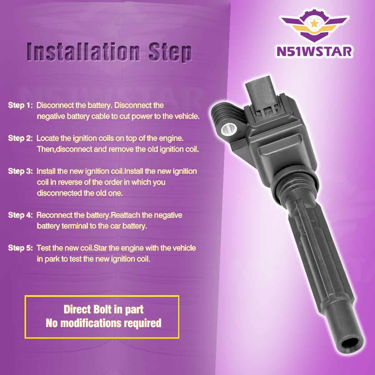 Conjunto de 4 Bobinas de Encendido N51WSTAR Compatible con - Imagen 8