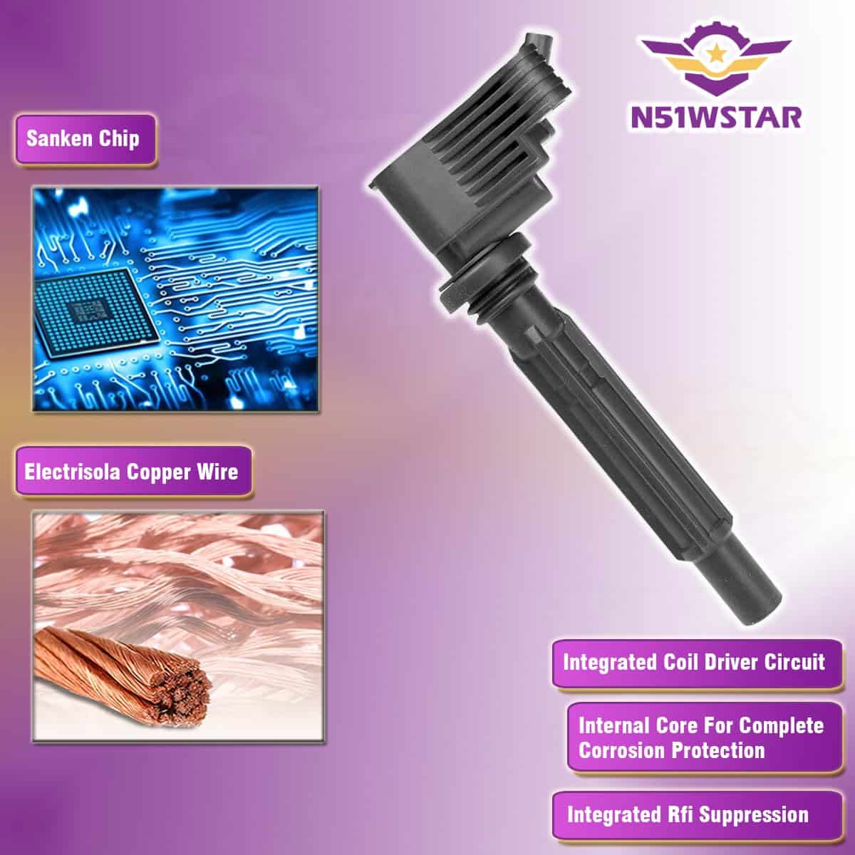 Conjunto de 4 Bobinas de Encendido N51WSTAR Compatible con - Imagen 4