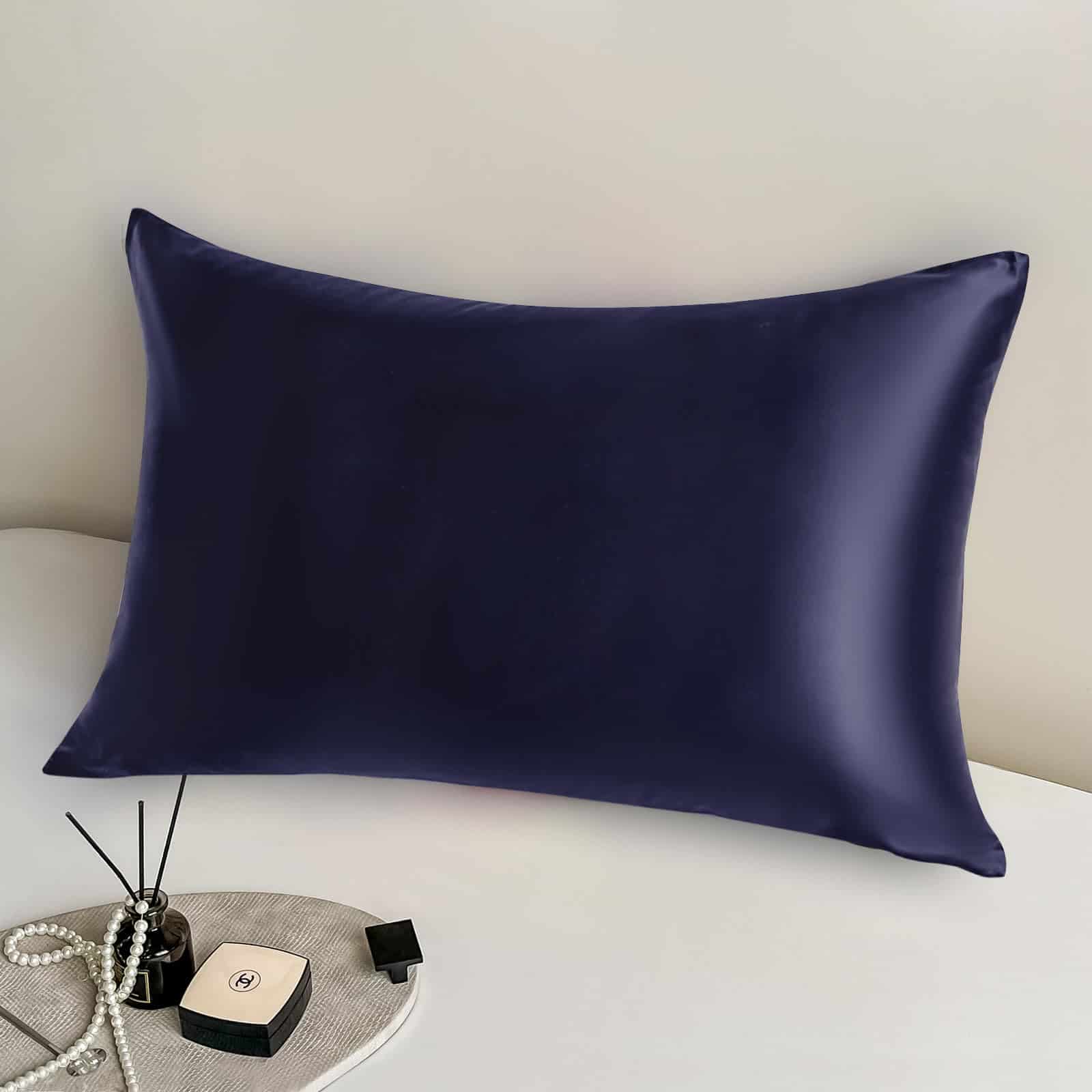 Funda de Almohada de Seda 100% Pura de Morera -Azul Marino