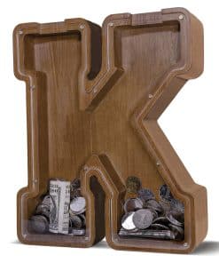 Alcancía de Madera con Letra JOOMLAFLY para Niños, Alcancía