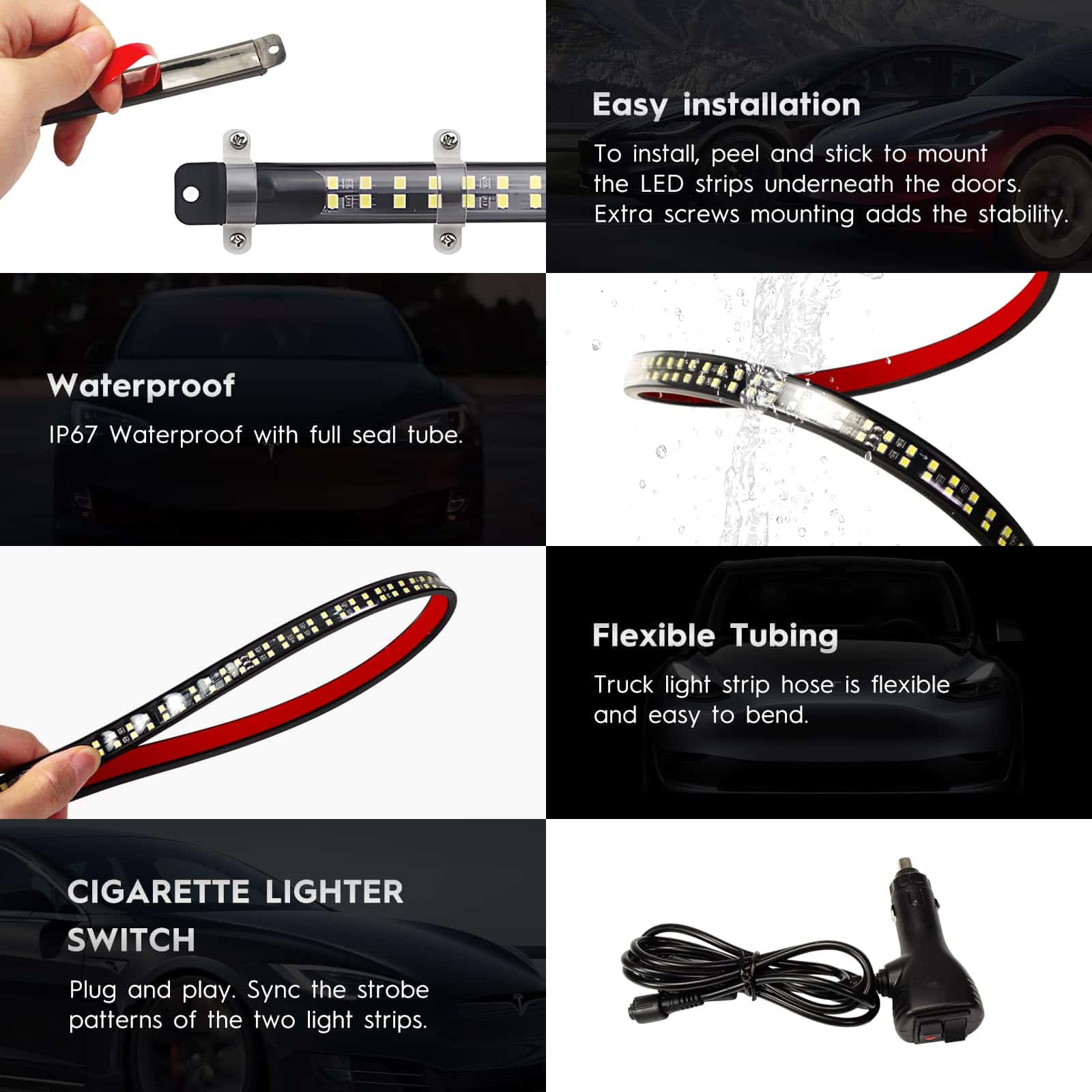 PDSIYWKM 2PCS 70 pulgadas Tiras de Luces de Emergencia 864 - Imagen 7