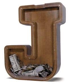 Alcancía de madera con letra para niños JOOMLAFLY Alcancía