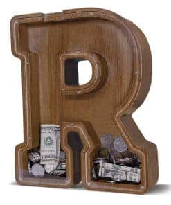 Hucha de madera en forma de letra para niños - Hucha de