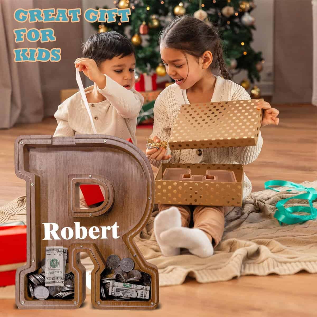 Hucha de madera en forma de letra para niños - Hucha de - Imagen 7