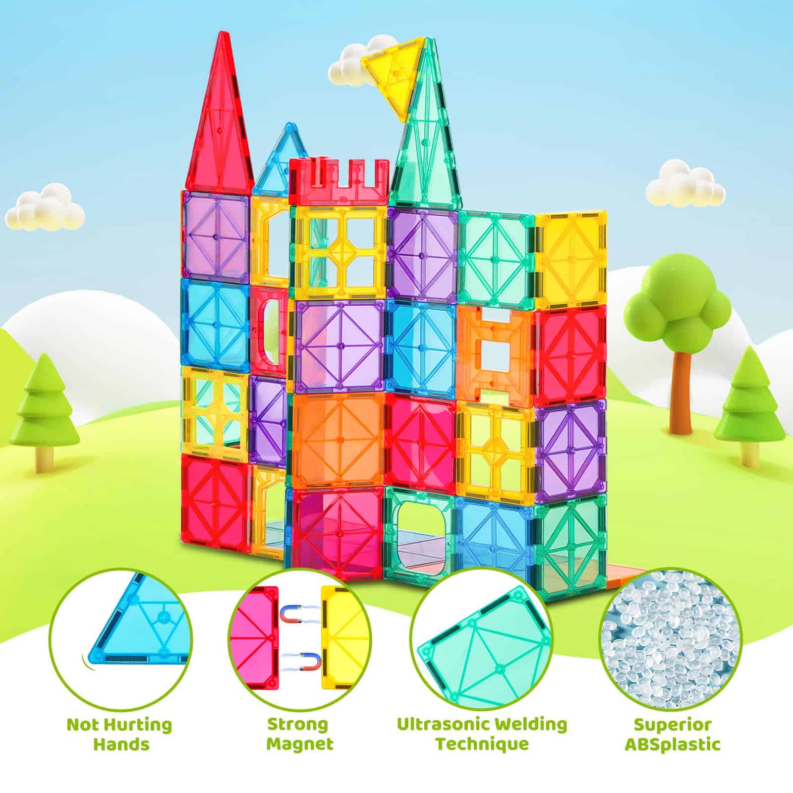 Juguetes para Niños 120PCS Azulejos Magnéticos STEM Imanes - Imagen 5