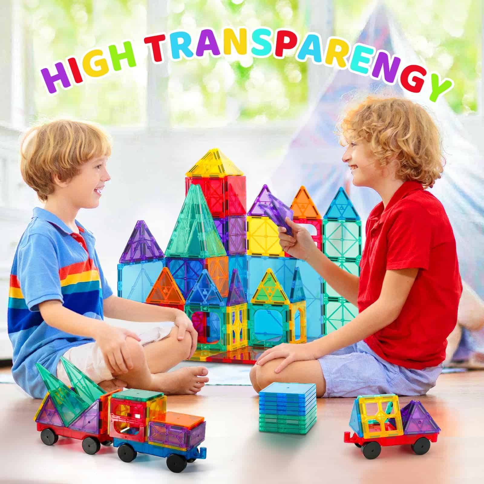 Juguetes para Niños 120PCS Azulejos Magnéticos STEM Imanes - Imagen 4