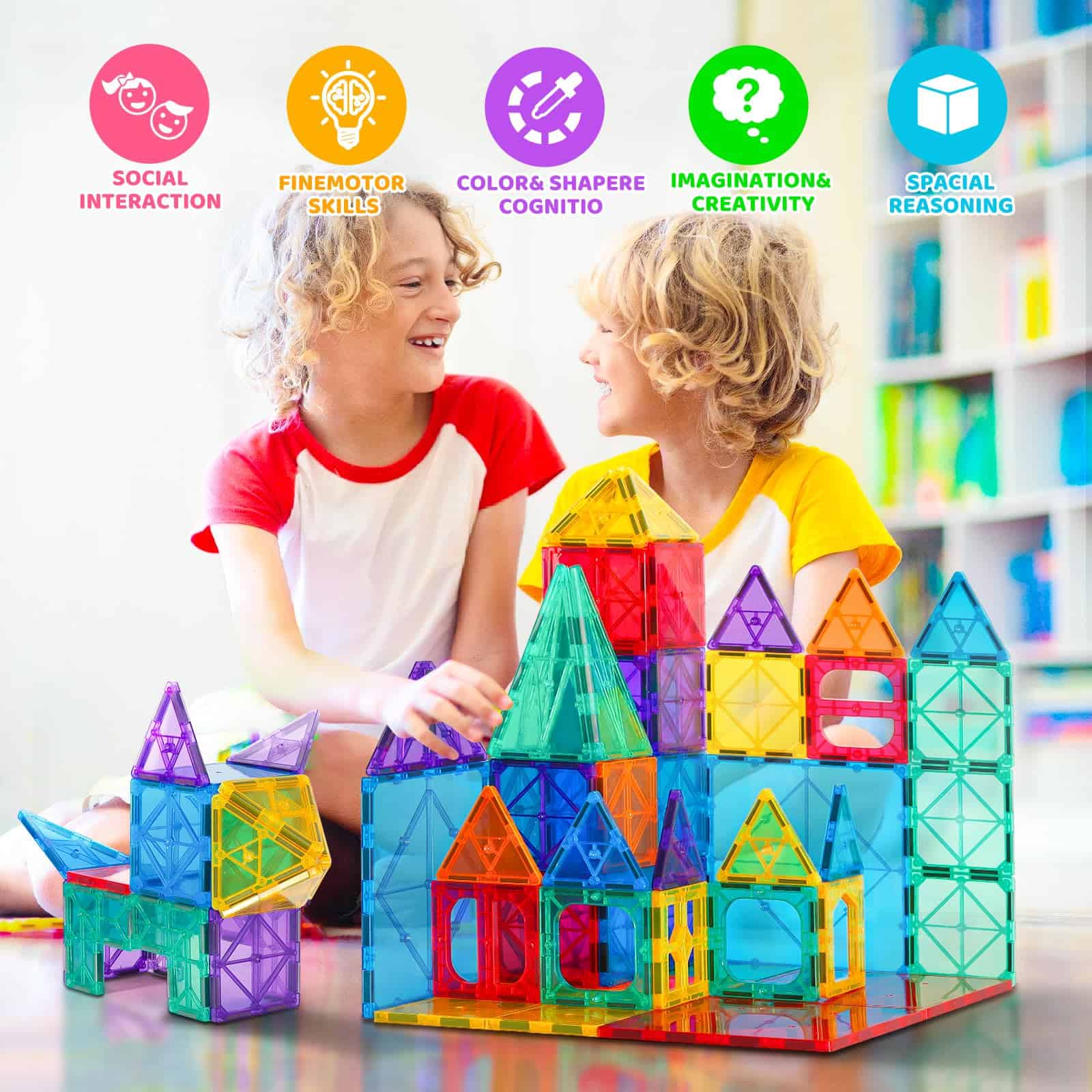 Juguetes para Niños 120PCS Azulejos Magnéticos STEM Imanes - Imagen 3