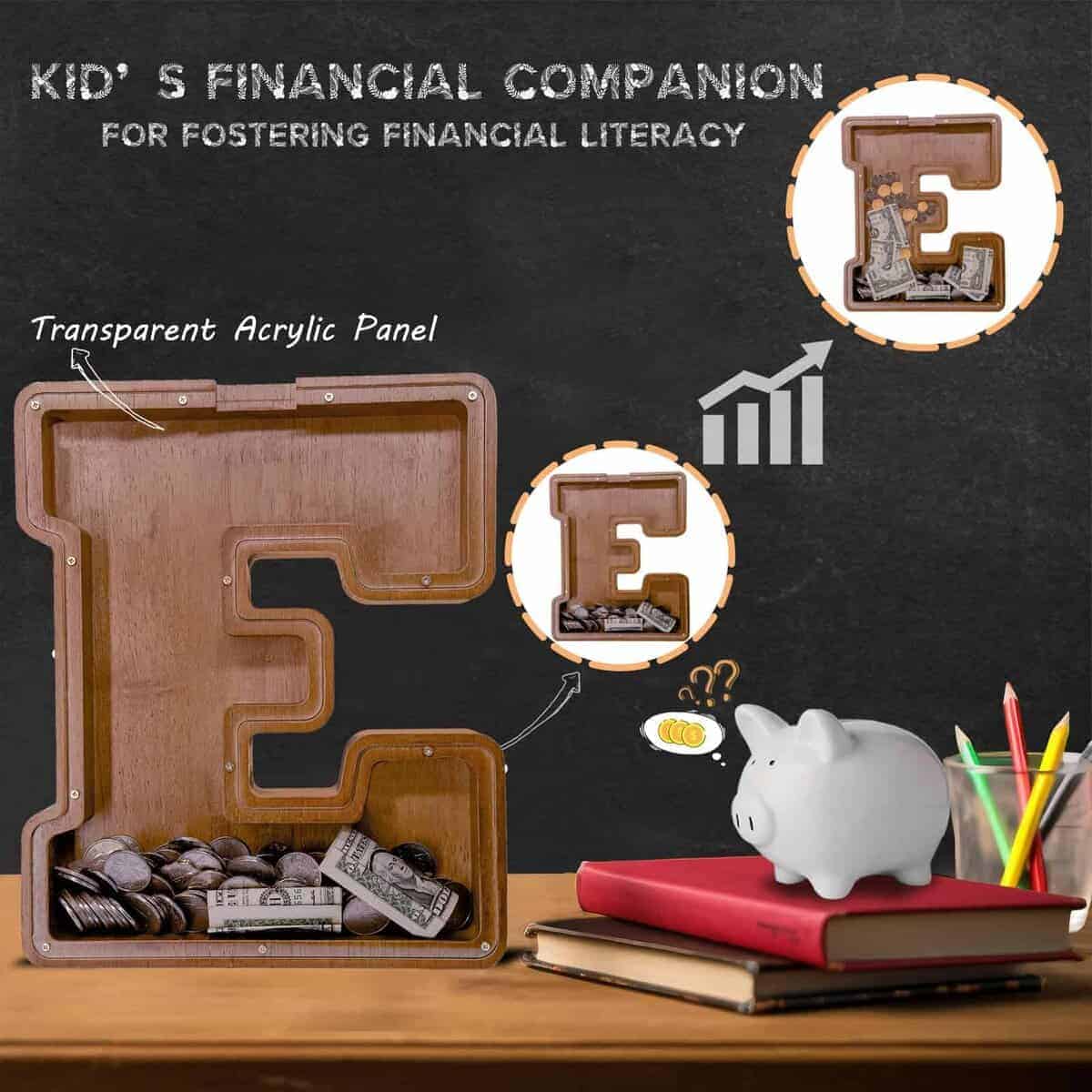 Hucha de letra de madera JOOMLAFLY para niños Hucha de - Imagen 4