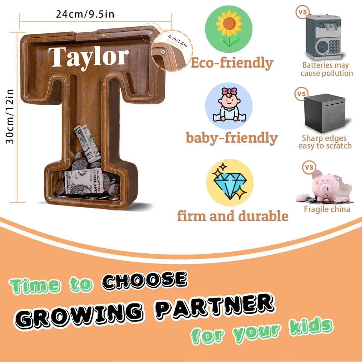 Alcancía de Madera con Letra JOOMLAFLY para -estivales - Imagen 6