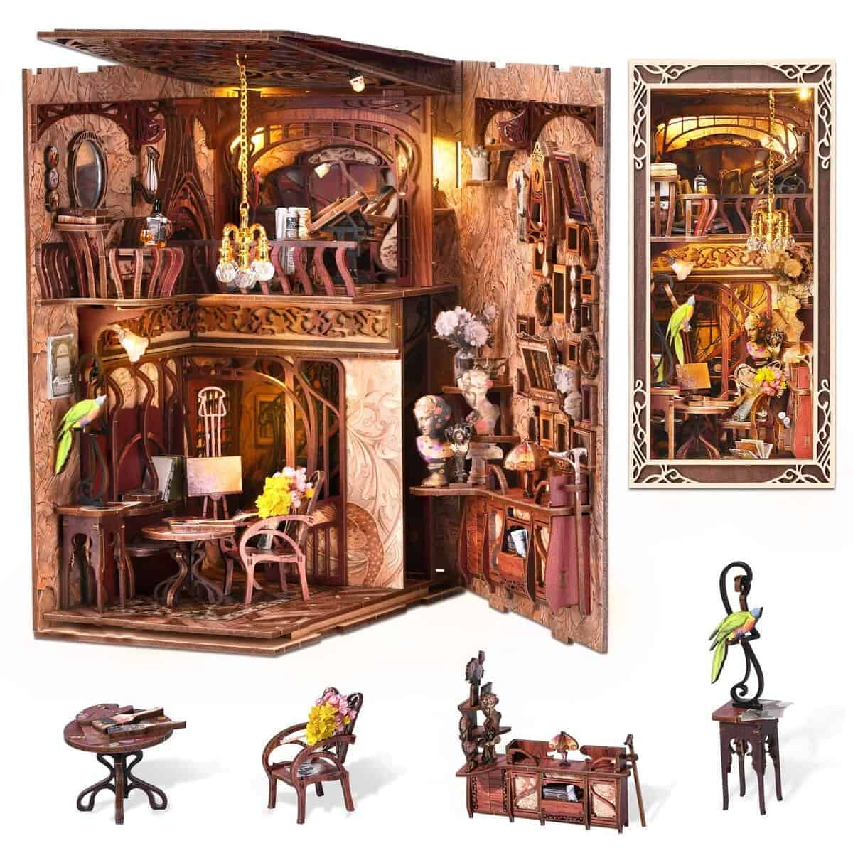 CCCDF DIY Kit de Rincón del Libro, Kit de Casa de Muñecas