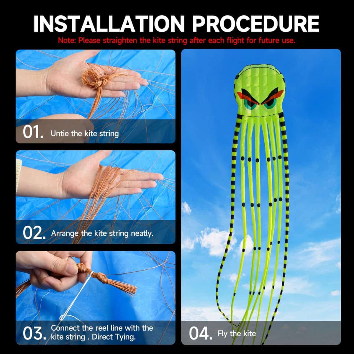 Cometa 3D de pulpo ultra grande y divertida de 8 metros con - Imagen 5