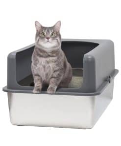 Caja de arena para gatos de acero inoxidable Booche de alta