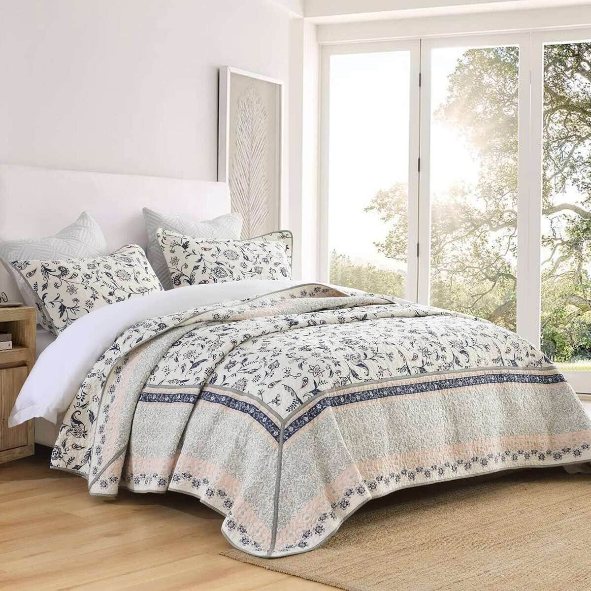 Juego de Colcha Edredón SahSahCasa 100% Algodón 128"x120"