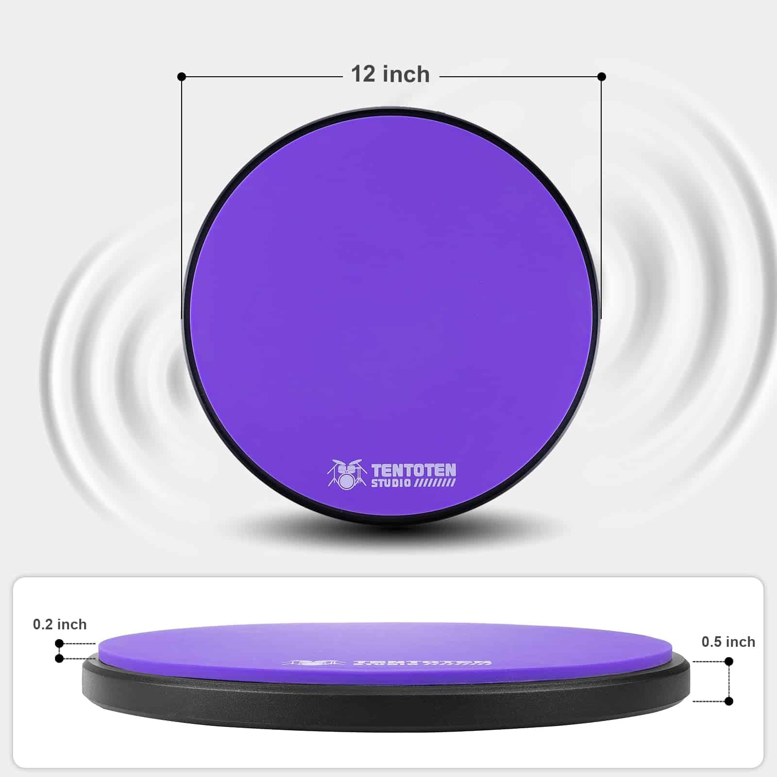 TENTOTEN Tambor Pad 12 Pulgadas, Pad de Práctica de Tambor - Imagen 5