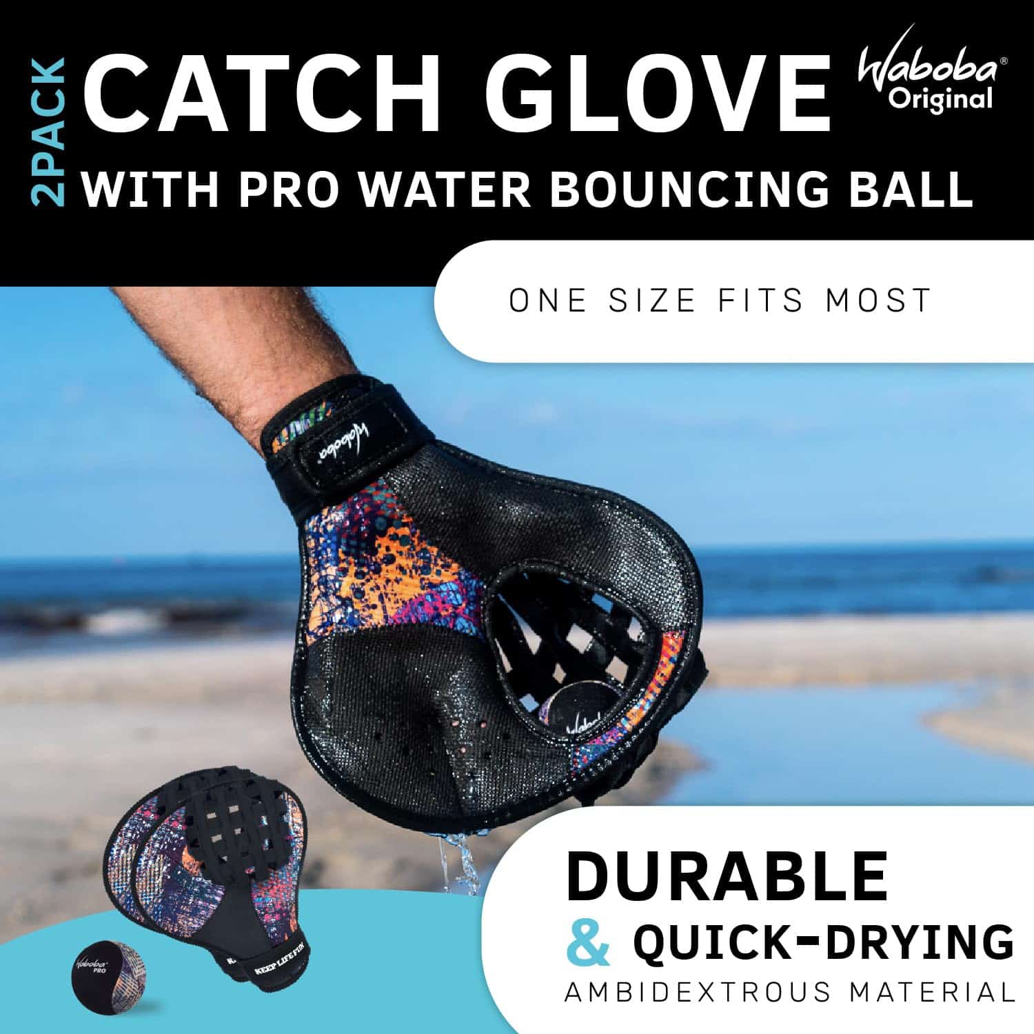Juego de Guantes de Agua Waboba Catch Water Pro y Pelota de - Imagen 3