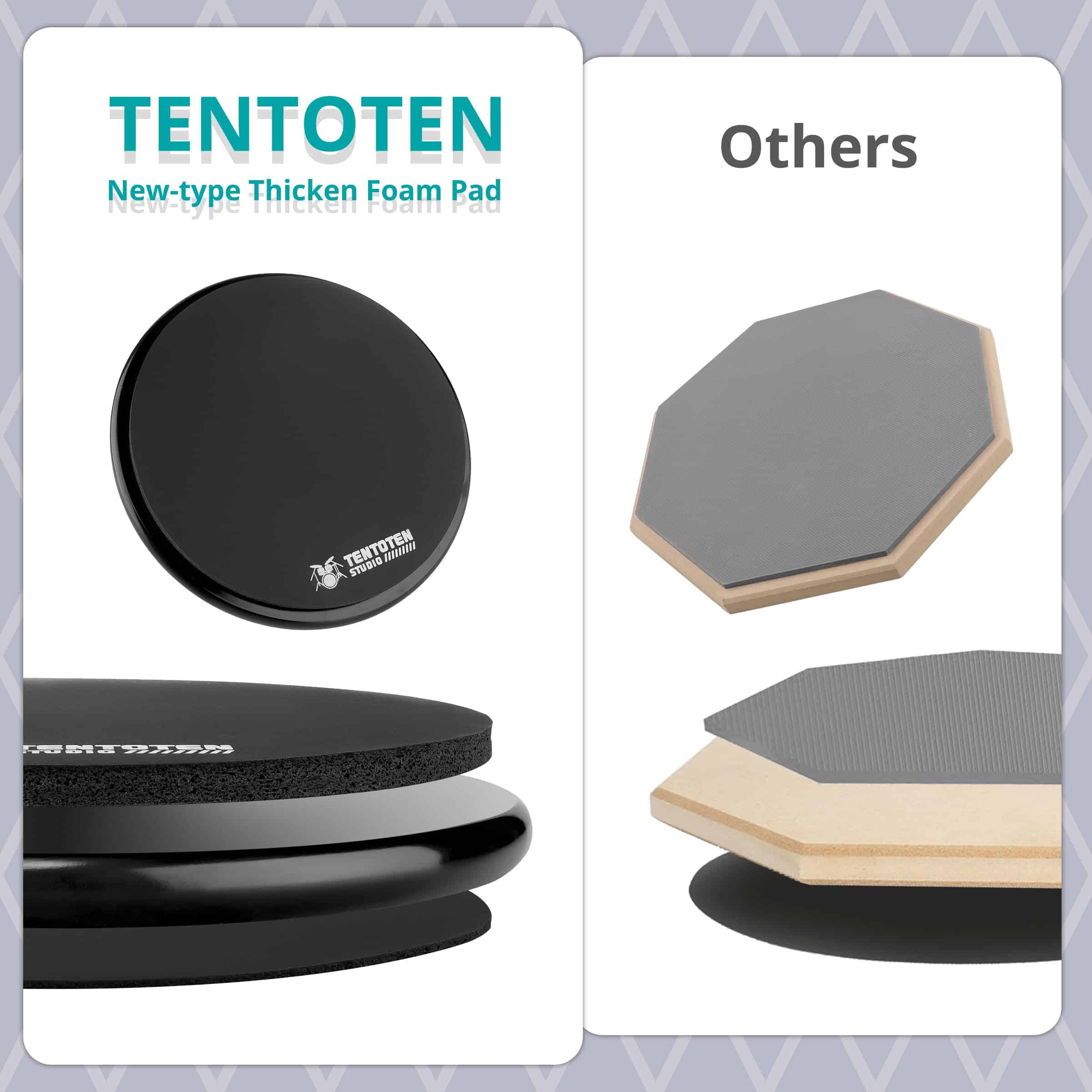 TENTOTEN Drum Pad 11 Pulgadas, Pad de Práctica de Tambor de - Imagen 5