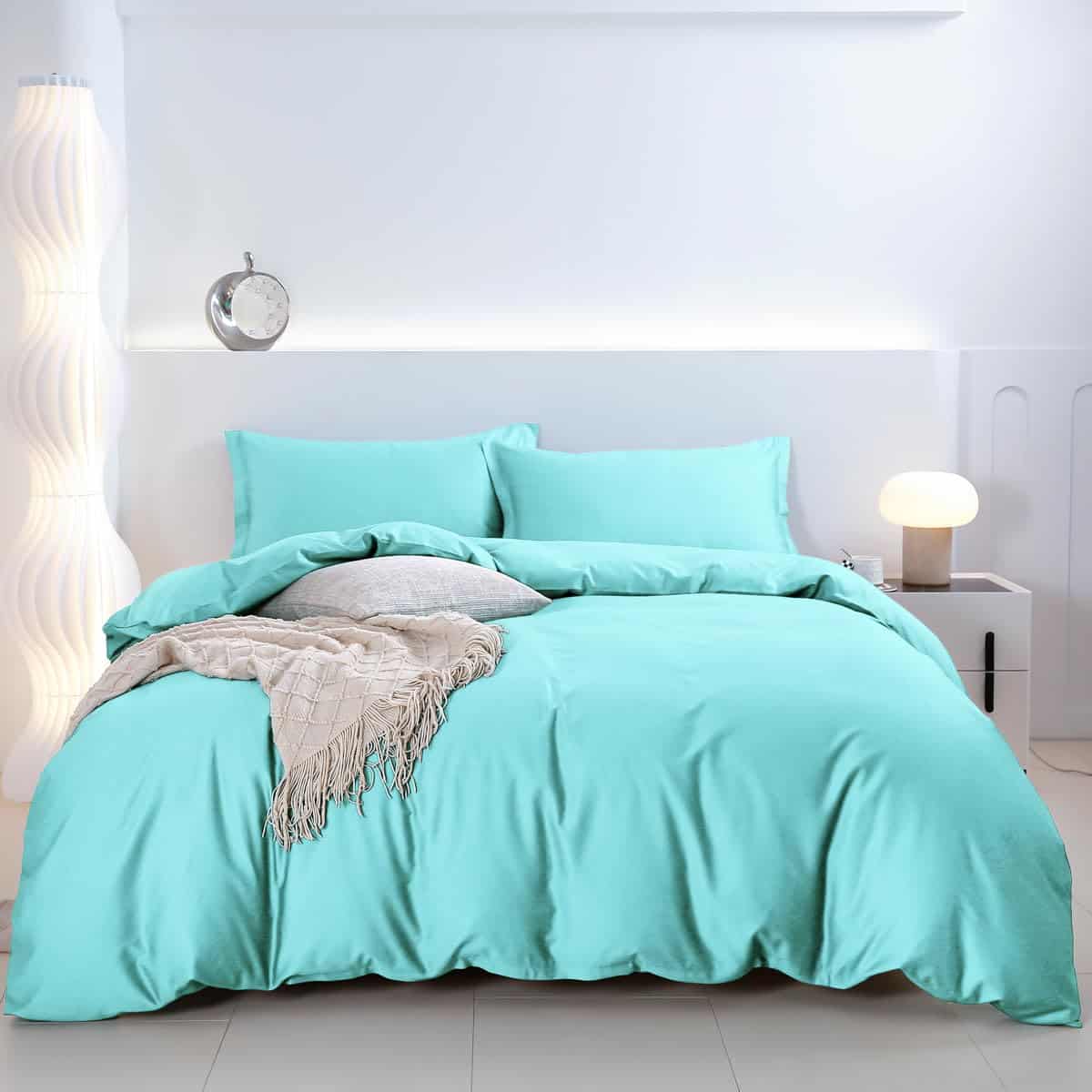 TIANRUIKA Funda de Edredón de Tamaño Queen en Color Verde