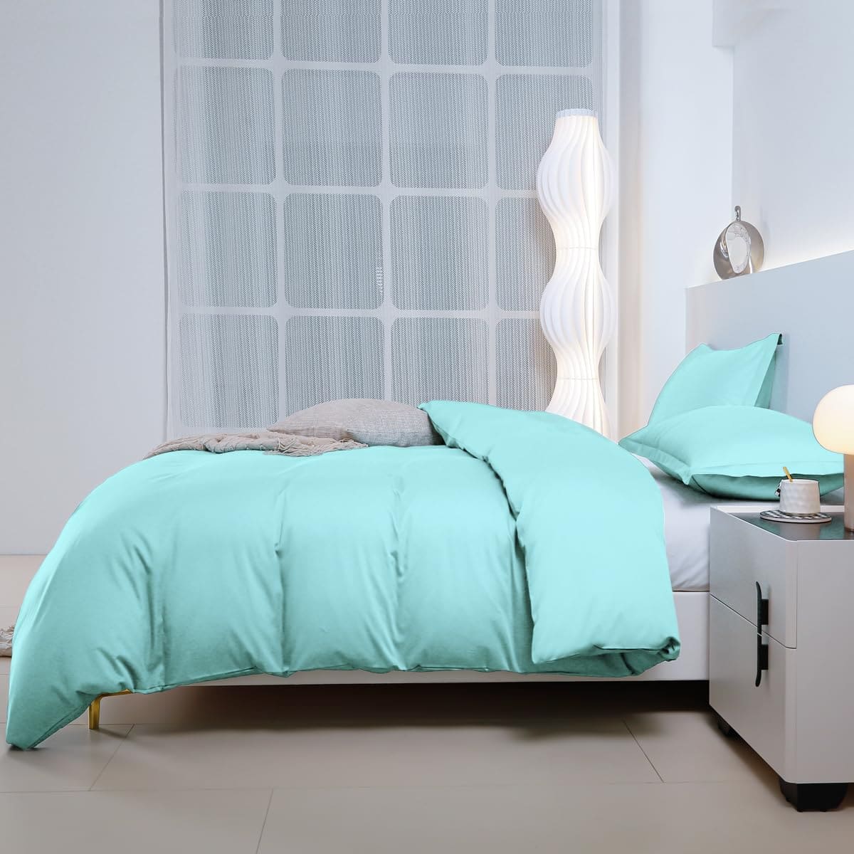 TIANRUIKA Funda de Edredón de Tamaño Queen en Color Verde - Imagen 4