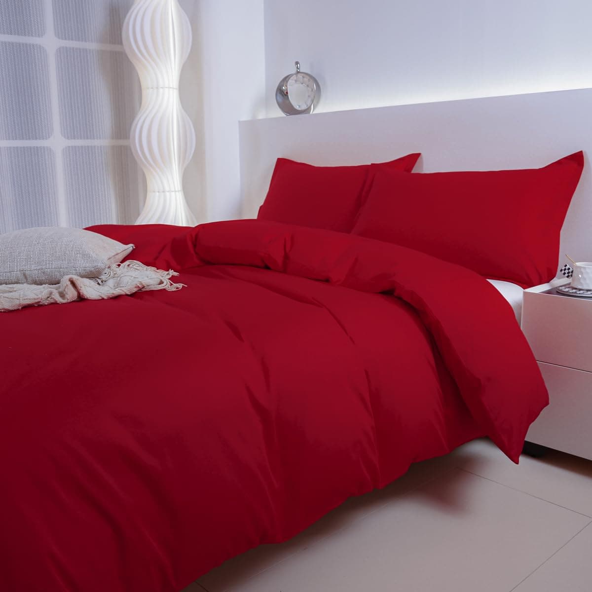 TIANRUIKA Funda de Edredón Rojo para 1 Individual con - Imagen 5