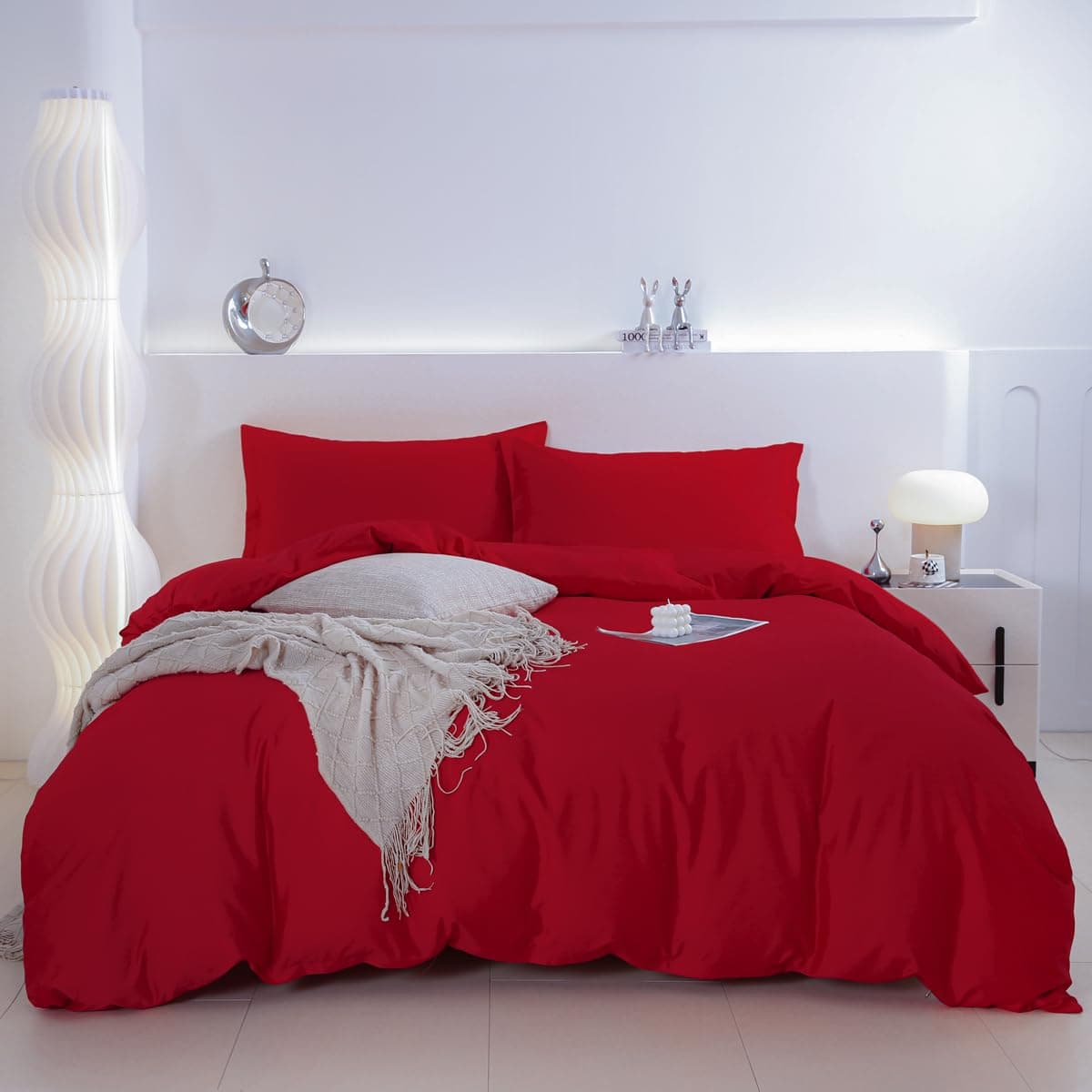 TIANRUIKA Funda de Edredón Rojo para 1 Individual con