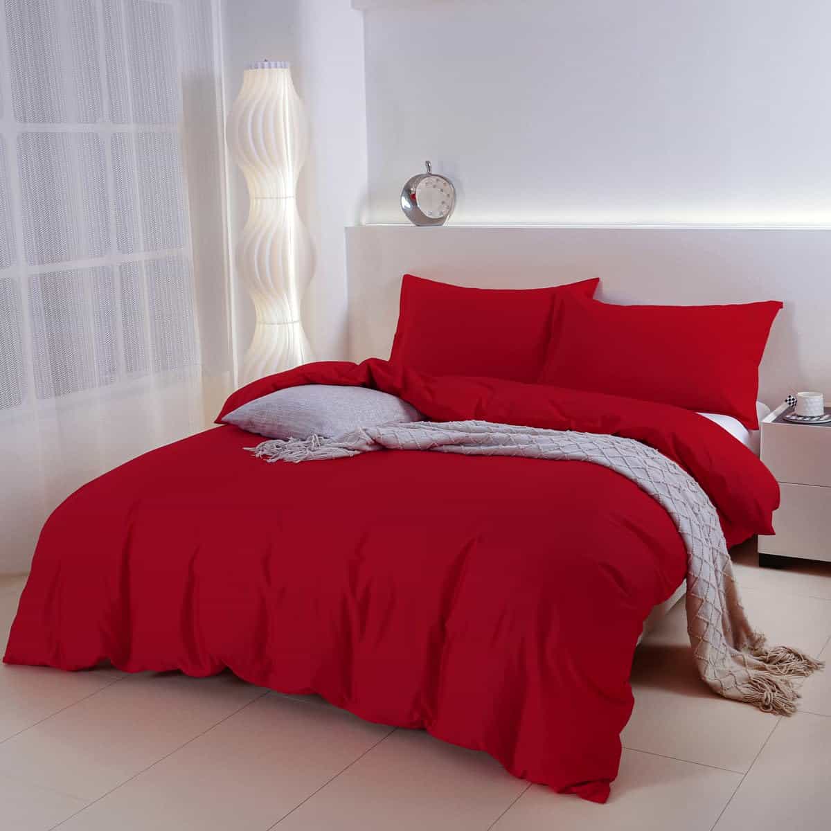 TIANRUIKA Funda de Edredón Rojo para 1 Individual con - Imagen 3
